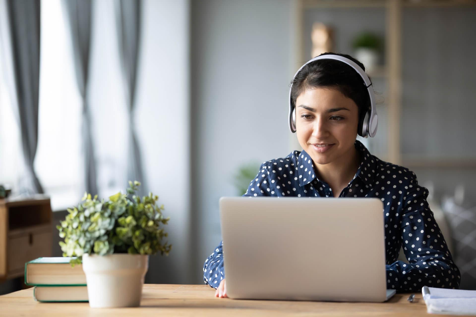 student watching webinars